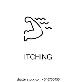 Ithcing flat icon. High quality outline symbol of illness and injury for web design or mobile app. Thin line sign of itching for design logo, visit card, etc. Outline pictogram of itching