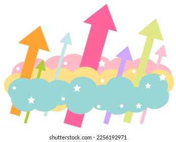 IThis is an illustration of an arrow piercing through a cloud. Image of ascent and breakthrough.