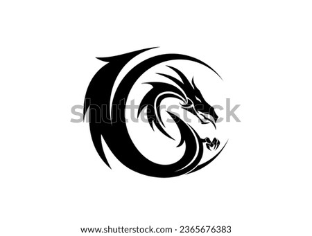 itial s dragon logo design vector blak and white background