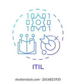 ITIL blue gradient concept icon. Software development, programming. Goal focus, milestone. Round shape line illustration. Abstract idea. Graphic design. Easy to use in blog post, presentation