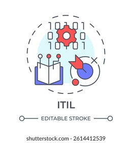ITIL multi color concept icon. Software development, programming. Goal focus, milestone. Round shape line illustration. Abstract idea. Graphic design. Easy to use in blog post, presentation