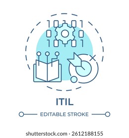 ITIL soft blue concept icon. Software development, programming. Goal focus, milestone. Round shape line illustration. Abstract idea. Graphic design. Easy to use in blog post, presentation