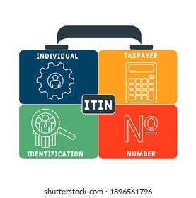ITIN - Individual Taxpayer Identification Number acronym. business concept background.  vector illustration concept with keywords and icons. lettering illustration with icons for web banner, flyer