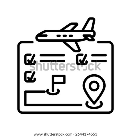 itinerary black line icon. Vector isolated element. Editable stroke.