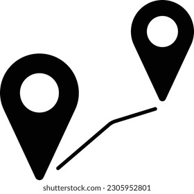 dirección del mapa de ubicación de destino itinerante Glifo