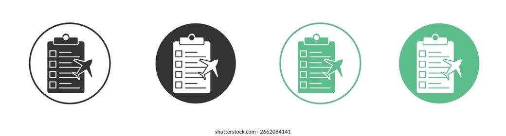 Ícone de itinerário Conjunto de ícones mínimos de vetor de linha plana.