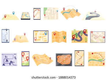 Itinerary icon set. Cartoon set of itinerary vector icons for web design