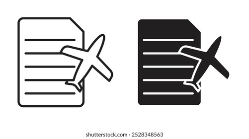Iconos de itinerario. Conjunto de Vector en estilo relleno y línea.