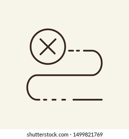 Itinerary line icon. Map, way, path. Destination concept. Can be used for topics like road, direction, journey