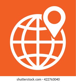 itinerary map navigation locationtravel white icon on orange background