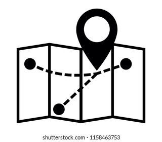 Itinerary on a map icon
