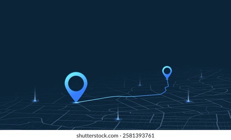 Itinerary on the map to marker. GPS tracking system to navigate, directions to different locations. City street map with various points of interest. Vector illustration
