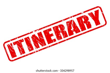 ITINERARY red stamp text on white