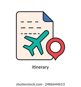 Itinerary vector Filled outline Design illustration. Symbol on White background EPS 10 File 