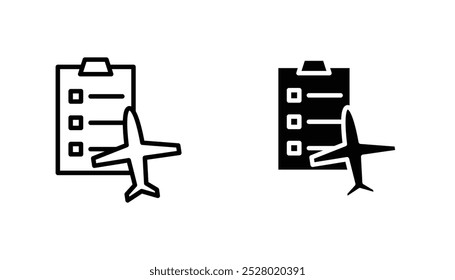 Itinerary vector icon set in black and white color.
