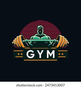 Logotipo de fitness, Plantilla de diseño de logotipo de gimnasio, con siluetas de culturistas, Ilustración vectorial