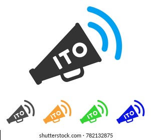 Ito Alert Megaphone icon. Vector illustration style is a flat iconic ito alert megaphone symbol with grey, green, blue, yellow color variants. Designed for web and software interfaces.