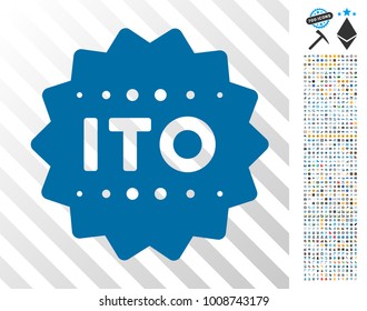Ito Token icon with 7 hundred bonus bitcoin mining and blockchain images. Vector illustration style is flat iconic symbols designed for cryptocurrency websites.