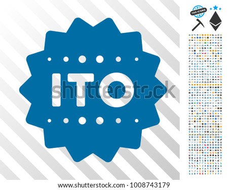 Ito Token icon with 7 hundred bonus bitcoin mining and blockchain images. Vector illustration style is flat iconic symbols designed for cryptocurrency websites.