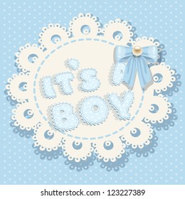 it`s a boy blue baby shower with openwork background and bow