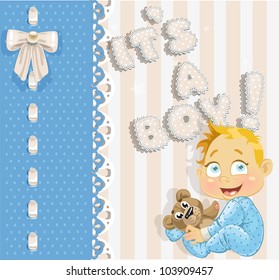 "It`s a boy" - blue lovely announcement card