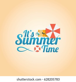 "It's Summer Time" Greeting Vector Illustration. Suitable for Greeting Card, Poster and Banner