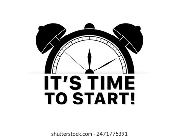 It`s time to start icon. Alarm Clock Icon. Silhouette Style. Vector icon.