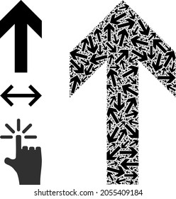 Itself fractal collage up direction. Vector up direction fractal is formed with scattered itself up direction elements. Abstract illustration.