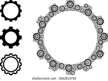Itself fractal collage gear. Vector gear collage is done from scattered fractal gear elements. Abstract illustration.