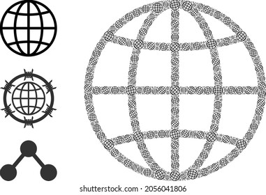 Su propio globo de collage fractal. El collage del globo vectorial está organizado con elementos aleatorizados del globo fractal. Ilustración abstracta.