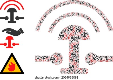 Itself fractal composition alarm button ring. Vector alarm button ring composition is formed of random fractal alarm button ring pictograms. Flat illustration.