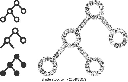 Itself fractal composition binary connections. Vector binary connections composition is designed from scattered fractal binary connections pictograms. Abstract illustration.