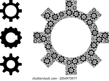 Itself fractal composition cog. Vector cog composition is created from randomized itself cog parts. Abstract illustration.