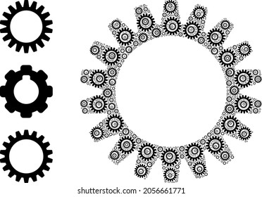 El propio volante de composición fractal. El fractal de la rueda de la dirección del vector se organiza a partir de las partes aleatorias de la rueda de la dirección fractal. Diseño abstracto.