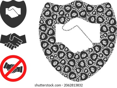Eigens fraktales Kompositionsschild mit Handschüttelvorrichtung. Vektor Handshake Schild Fraktal ist aus zufälligen selbst Handshake Schild Teile entwickelt. Flaches Design.