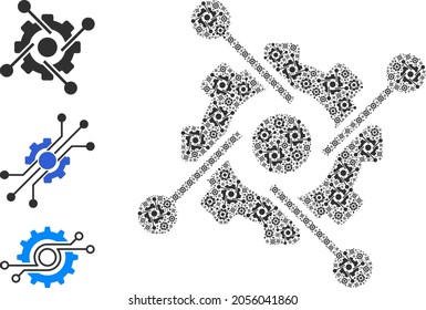 Itself Fractal Composition Hitech Industry. Vector Hitech Industry Composition Is Made From Repeating Itself Hitech Industry Parts. Flat Illustration.