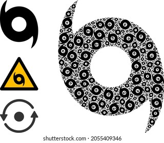 Itself fractal composition hurricane. Vector hurricane fractal is created with randomized fractal hurricane items. Flat design.