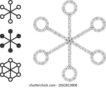 Itself fractal composition net links. Vector net links fractal is made from randomized itself net links elements. Flat design.