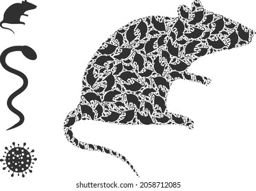 Itself fractal composition rat. Vector rat composition is created of scattered fractal rat elements. Abstract design.