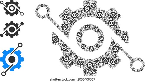 Itself fractal composition smart gear. Vector smart gear composition is constructed from repeating itself smart gear parts. Abstract design.