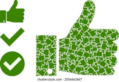 Itself fractal composition thumb up. Vector thumb up collage is organized from scattered itself thumb up items. Abstract illustration.