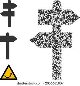 Itself fractal composition way pointer. Vector way pointer composition is done from random fractal way pointer icons. Abstract illustration.