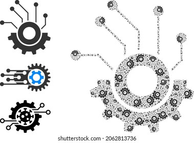 Itself fractal mosaic gear electronics. Vector gear electronics fractal is made of scattered fractal gear electronics parts. Abstract illustration.