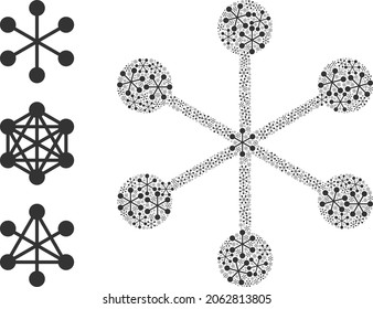 Itself fractal mosaic net structure. Vector net structure mosaic is done of scattered fractal net structure pictograms. Abstract illustration.