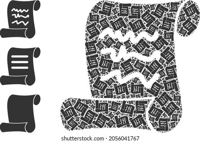 Itself fractal mosaic scribble page roll. Vector scribble page roll fractal is designed of repeating fractal scribble page roll items. Abstract design.