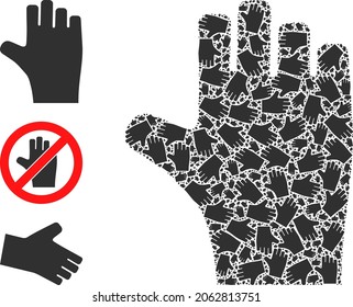 Itself fractal mosaic voting hand. Vector voting hand fractal is created from repeating fractal voting hand items. Flat illustration.