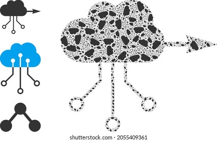Itself fractal mosaic VPN cloud. Vector VPN cloud mosaic is formed of scattered fractal VPN cloud icons. Flat design.