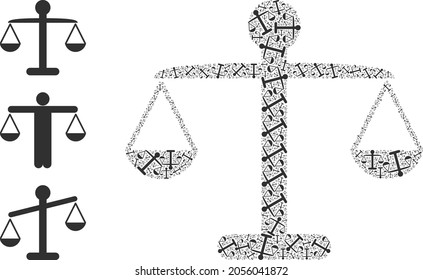 Itself fractal mosaic weight balance. Vector weight balance fractal is formed with scattered fractal weight balance elements. Abstract illustration.