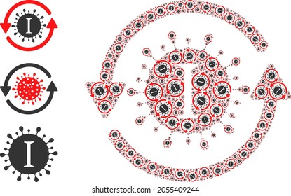 Itself fractal mosaic Yota coronavirus update. Vector Yota coronavirus update mosaic is composed with repeating itself Yota coronavirus update icons. Flat design.
