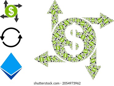 Itself recursion collage dollar transactions. Vector dollar transactions collage is done from repeating itself dollar transactions icons. Abstract design.